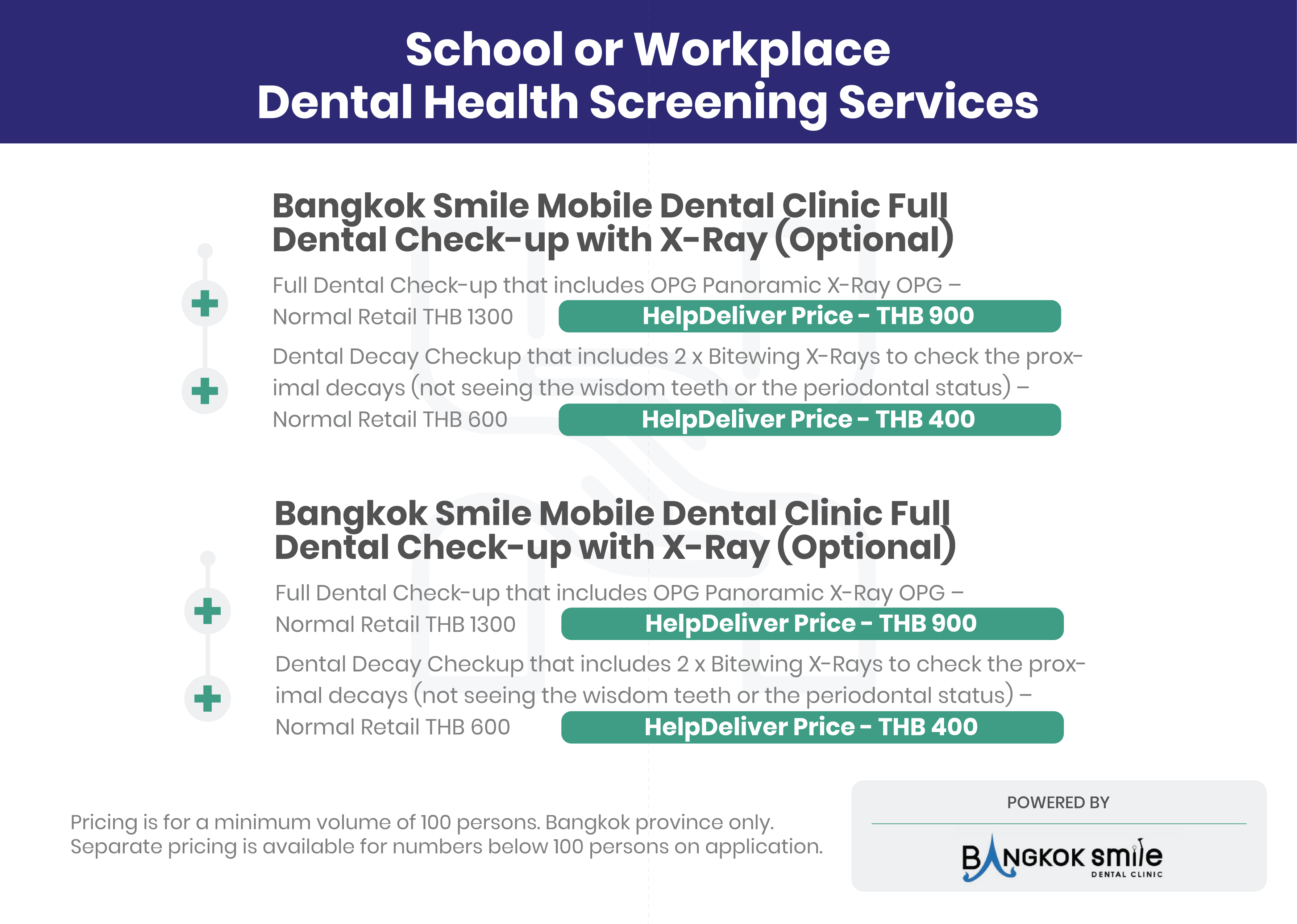 School or Workplace Dental Health Screening Services